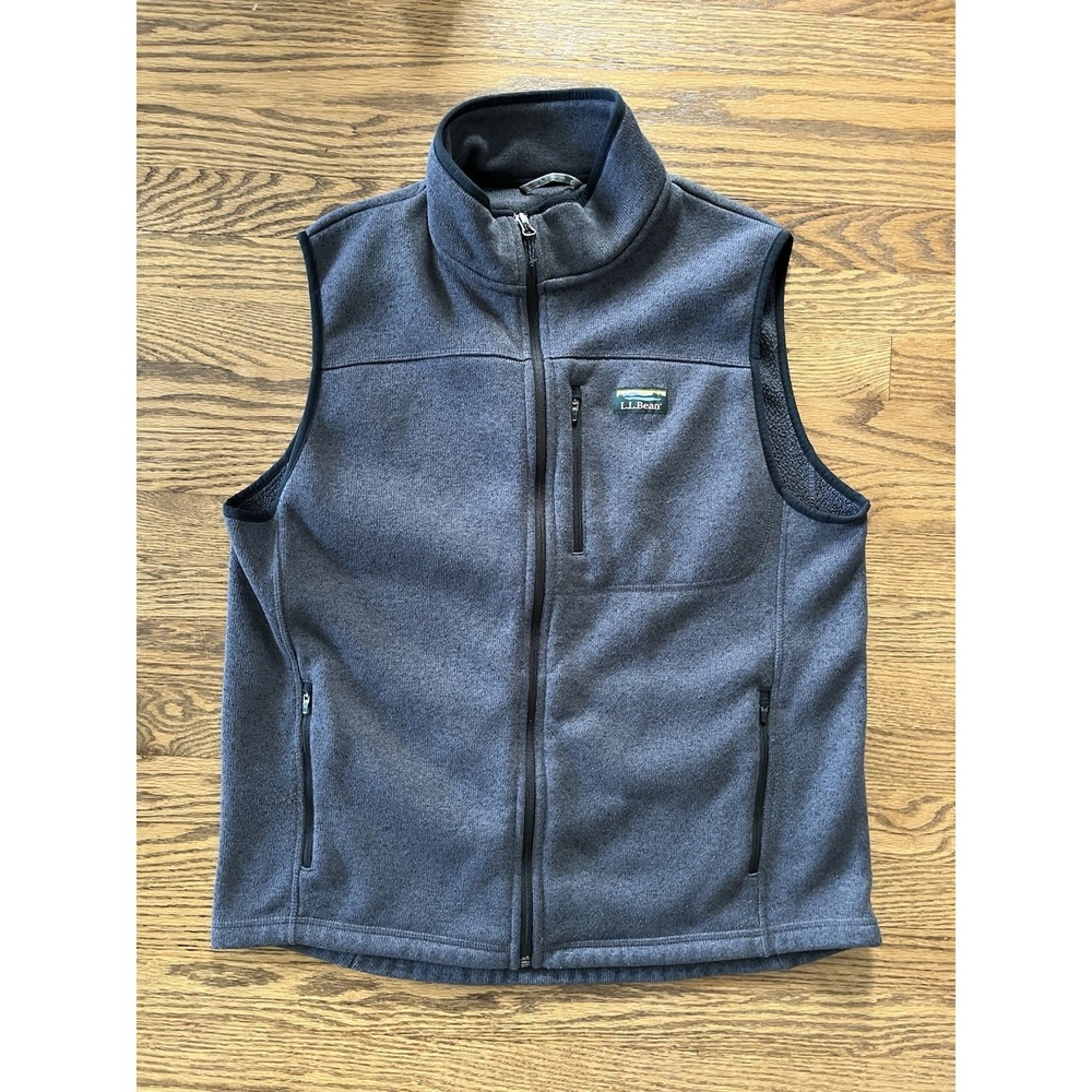 LL Bean Slightly Fitted Fleece Vest Mens Large Shadow Green Outdoor